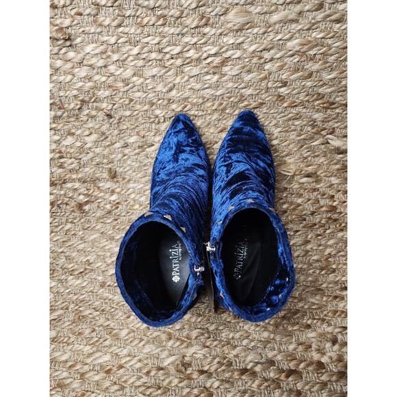 Patrizia By Spring Step Blue Velvet Heeled Ankle Boots Studded Size 37, 6.5 US - Picture 10 of 12